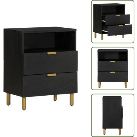 Comodino per interni - vidaXL Comodino Nero 50x33x62 cm in Legno Multistrato - Comodino con piano decorativo