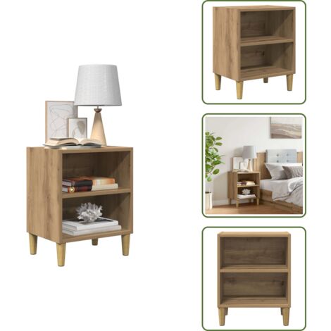 Comodino per interni - vidaXL Comodino Rovere Artigianale 40x30x50 cm in Legno Multistrato - Comodino con piano decorativo