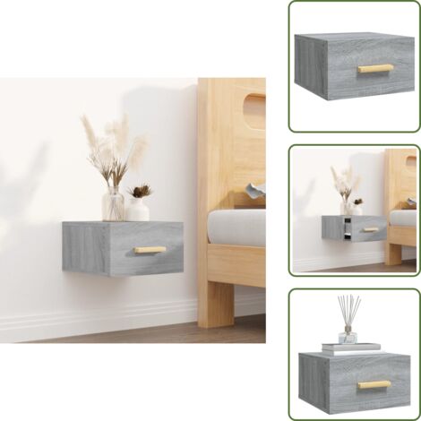 Comodino per parete - vidaXL Comodino a Muro Grigio Sonoma 35x35x20 cm - Comodino per spazio ridotto