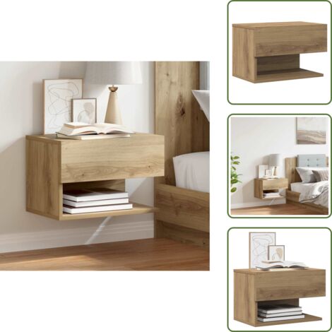 Comodino per parete - vidaXL Comodino a Muro Rovere Artigianale - Comodino multifunzionale