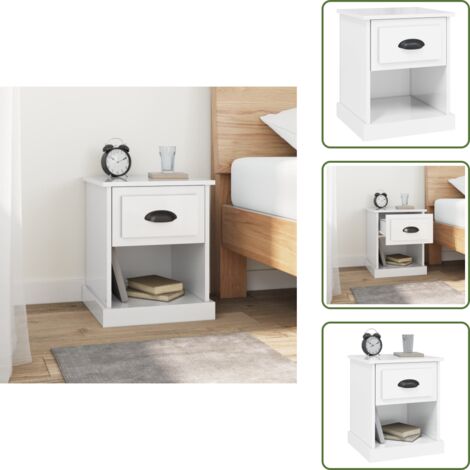Comodino per salotto - vidaXL Comodino Bianco Lucido 39x39x47,5 cm in Legno Multistrato - Comodino con cassetto