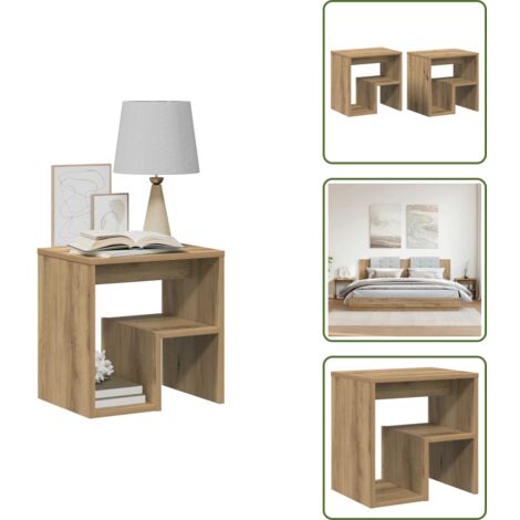Comodino per soggiorno - vidaXL Comodini 2pz Rovere Artigianale 40x30x40 cm in Truciolato - Comodino con piano robusto