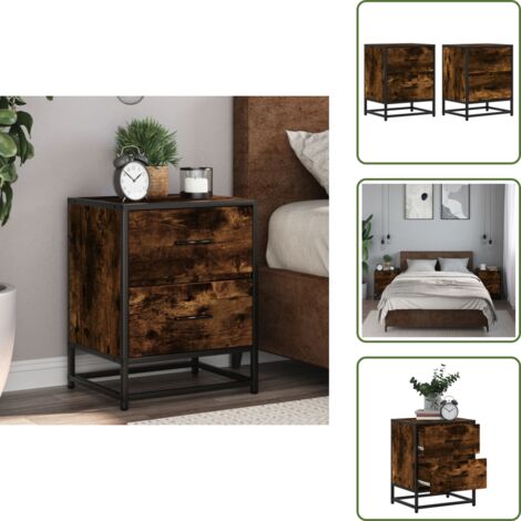 Comodino per soggiorno - vidaXL Comodini Rovere Fumo 2 pz 40x31x50 cm in Truciolato - Comodino per camera da letto