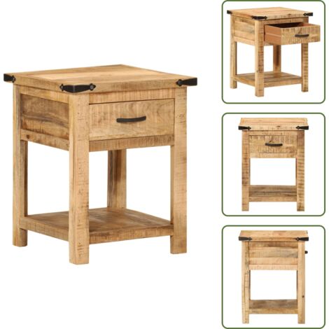 Comodino per soggiorno - vidaXL Comodino 40x40x50 cm in Legno Massello di Mango - Comodino per camera