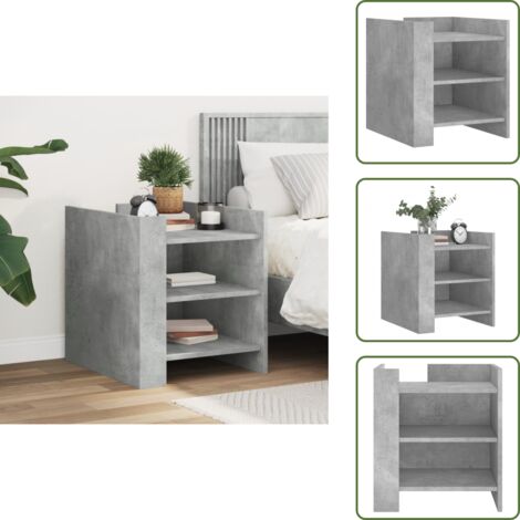 Comodino per soggiorno - vidaXL Comodino Grigio Cemento 45x50x50 cm in Truciolato - Comodino con scomparti