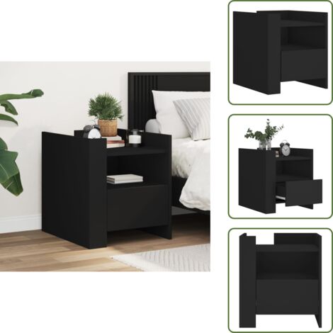 Comodino per soggiorno - vidaXL Comodino Nero 45x50x50 cm in Truciolato - Comodino con cassetto