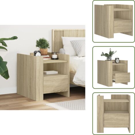 Comodino per soggiorno - vidaXL Comodino Rovere Sonoma 45x50x50 cm in Truciolato - Comodino con cassetto