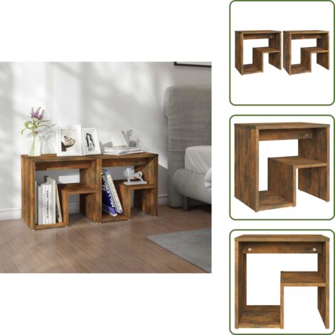 Comodino per stanza - vidaXL Comodini Rovere Fumo 2 pz 40x30x40 cm in Legno Multistrato - Comodino con mensola