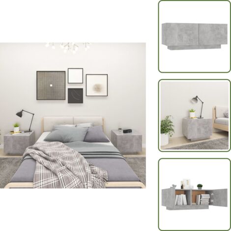 Comodino per stanza - vidaXL Comodino Grigio Cemento 100x35x40 cm in Legno Multistrato - Comodino con ripiano