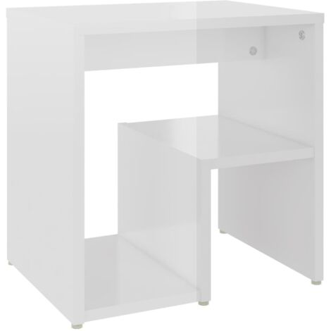 Comodino piccolo mobile laterale 40 x 30 x 40 cm MDF bianco lucido DEC033448