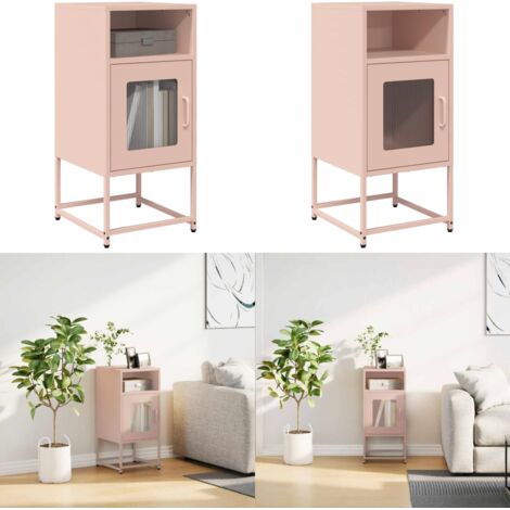 Comodino Rosa 36x39x78 cm in Acciaio Laminato a Freddo - Comodino in acciaio - Comodino da bagno