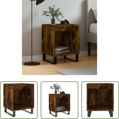 Comodino rovere - Comodino Rovere Fumo 40x35x50 cm in Legno Multistrato