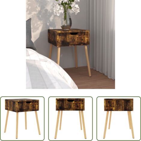 Comodino rovere -  Comodino Rovere Fumo 40x40x56 cm in Legno Multistrato