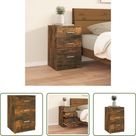 Comodino rovere -  Comodino Rovere Fumo 40x40x63 cm in Legno Multistrato
