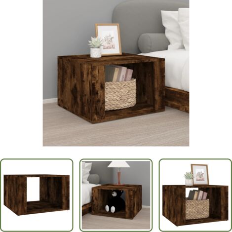 Comodino rovere - Comodino Rovere Fumo 57x55x36 cm in Legno Multistrato
