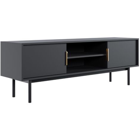Comodino, rovere Dunin abbinato al nero, 63,2 x 55,3 x 38 cm