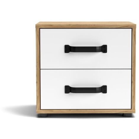 Comodino rovere e bianco 43,6x32x41 cm