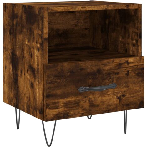 Comodino Rovere Fumo 40x35x47,5 cm in Legno Multistrato vidaXL