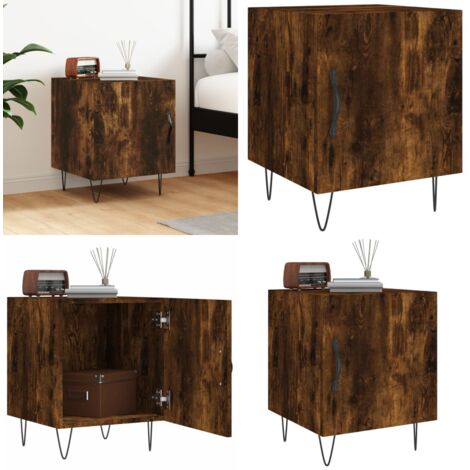 Comodino Rovere Fumo 40x40x50 cm in Legno Multistrato - Comodino moderno - Comodino con scomparto