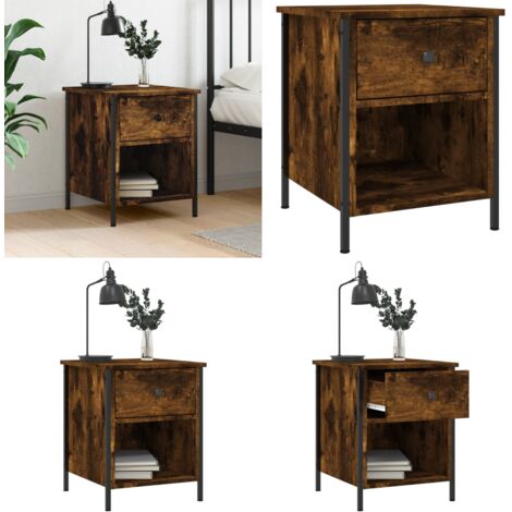 Comodino Rovere Fumo 40x42x50 cm Legno Multistrato - Comodino rovere - Comodino multistrato