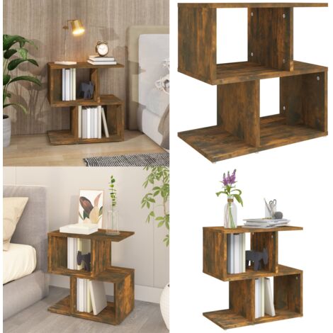Comodino Rovere Fumo 50x30x51,5 cm in Legno Multistrato - Comodino moderno - Comodino con scomparti