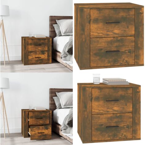 Comodino Rovere Fumo 50x39x47 cm - Comodino moderno - Comodino in legno multistrato