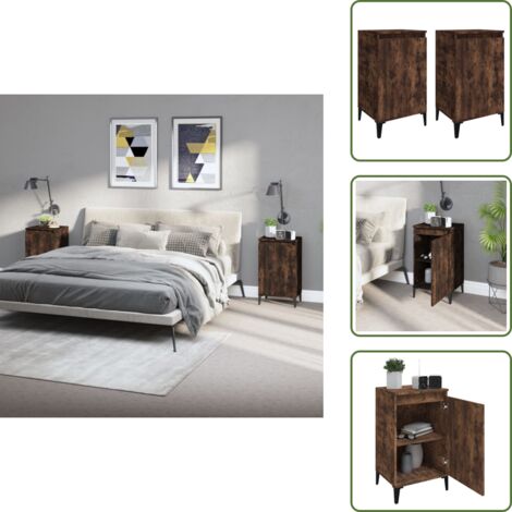 Comodino rovere fumo - vidaXL Comodini 2 pz Rovere Fumo 40x35x70 cm in Legno Multistrato - Comodino con piano d'appoggio