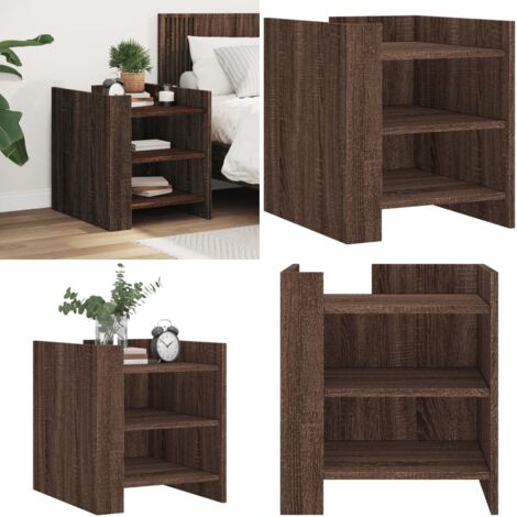 Comodino Rovere Marrone 45x50x50 cm in Truciolato - Comodino marrone - Comodino con scomparti