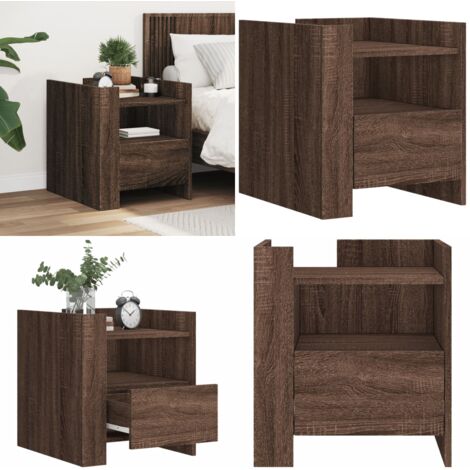 Comodino Rovere Marrone 45x50x50 cm in Truciolato - Comodino marrone - Comodino in truciolato