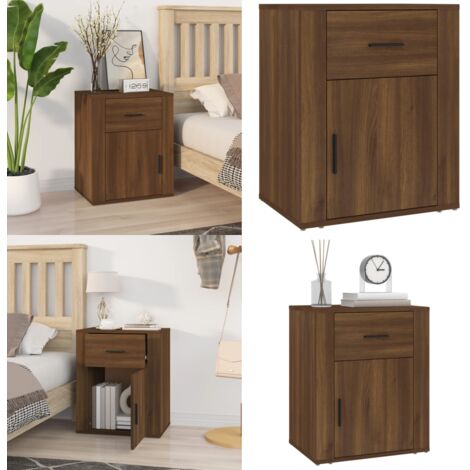 Comodino Rovere Marrone 50x36x60 cm Legno Multistrato - Comodino marrone - Comodino con cassetto