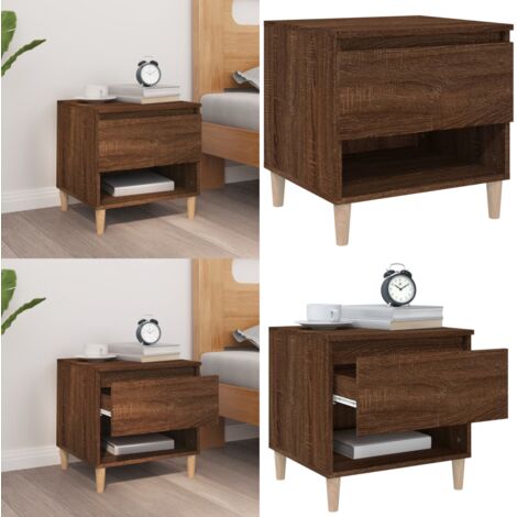 Comodino Rovere Marrone 50x46x50 cm in Legno Multistrato - Comodino marrone - Comodino con piano stabile