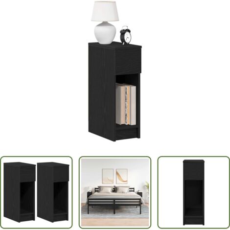 Comodino rovere nero -  Comodini con Cassetto 2 pz Rovere Nero 20x36x60 cm