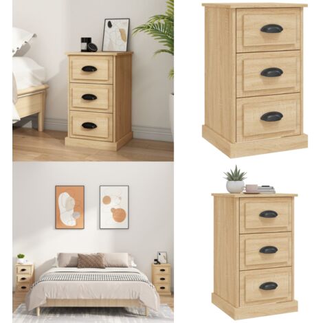 Comodino Rovere Sonoma 39x39x67 cm in Legno Multistrato - Comodino con cassetti - Comodino per camera da letto