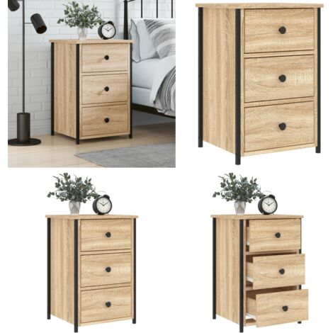 Comodino Rovere Sonoma 40x36x60 cm in Legno Multistrato - Comodino con cassetti - Comodino in ferro