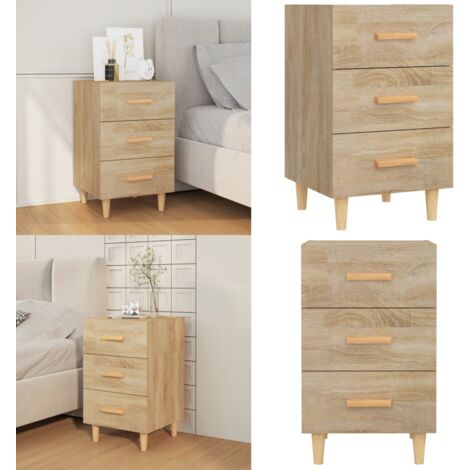 Comodino Rovere Sonoma 40x40x66 cm in Legno Multistrato - Comodino con cassetti - Comodino in legno multistrato