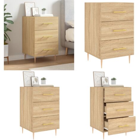 Comodino Rovere Sonoma 40x40x66 cm in Legno Multistrato - Comodino moderno - Comodino con cassetti