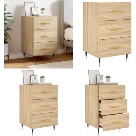 Comodino Rovere Sonoma 40x40x66 cm in Legno Multistrato - Comodino moderno - Comodino con cassetti