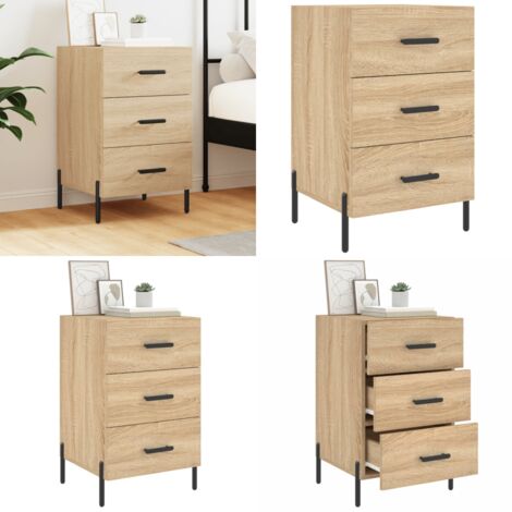 Comodino Rovere Sonoma 40x40x66 cm in Legno Multistrato - Comodino moderno - Comodino con cassetti