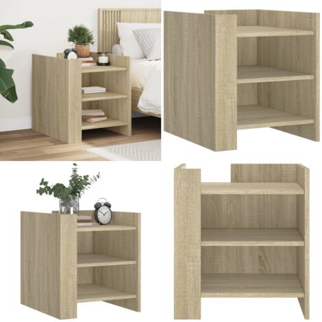 Comodino Rovere Sonoma 45x50x50 cm in Legno Multistrato - Comodino con due scomparti - Comodino in legno multistrato
