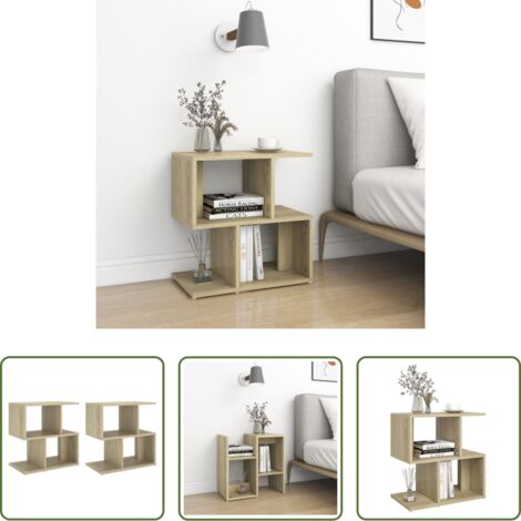 Comodino rovere sonoma -  Comodini 2pz Rovere Sonoma 50x30x51,5 cm in Legno Multistrato