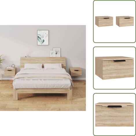 Comodino rovere sonoma - vidaXL Comodini a Muro 2 pz Rovere Sonoma 34x30x20 cm - Comodino da parete con piano stabile