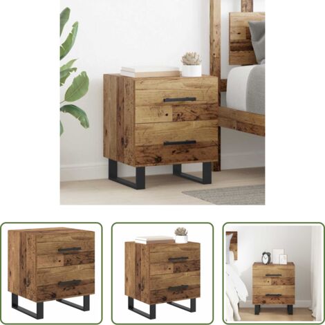 Comodino rustico - Armadio da Notte con cassetto Legno vecchio 40 x 35 x 47,5 cm