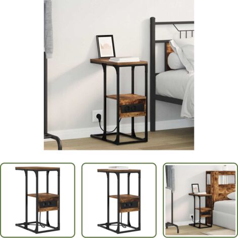 Comodino rustico -  Armadio da Notte con cassetto Rovere fumo 41.5 x 26 x 60.5 cm