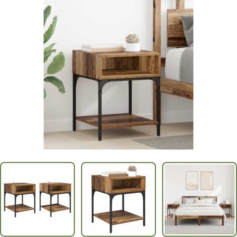 Comodino rustico -  Comodino 2 pcs Legno vecchio 40 x 40 x 50 cm Legno multistrato