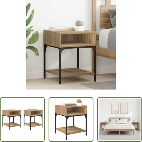 Comodino rustico -  Comodino 2 pcs Rovere artigianale 40 x 40 x 50 cm