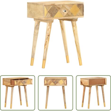 Comodino rustico -  Comodino 40x30x58 cm in Legno Massello di Mango