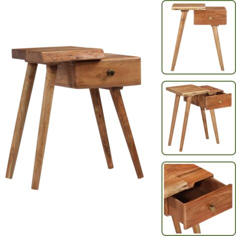Comodino rustico - vidaXL Comodino in Legno Massello d'Acacia 45x32x55cm - Comodino vintage
