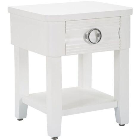 Comodino Shine 45x54x40 cm in Legno MDF e Metallo Bianco
