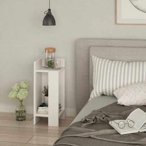 Comodino Sinistro 25x60x25 cm in MDF Elos Bianco