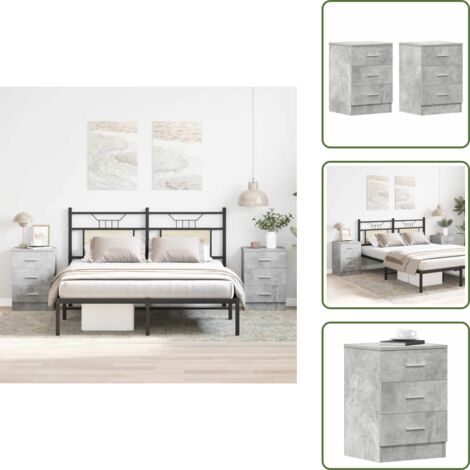 Comodino soggiorno - vidaXL Comodini 2 pz Grigio Cemento 38x35x56 cm in Legno Multistrato - Comodino moderno